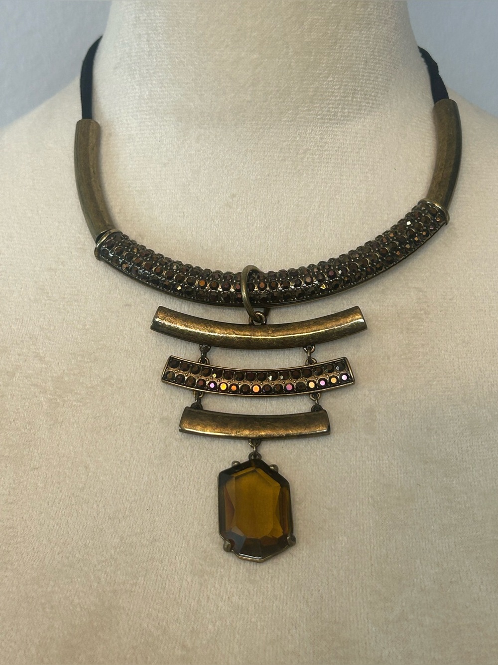 Vintage Heidi Klum Wildlife Pave Bar Statement Necklace
